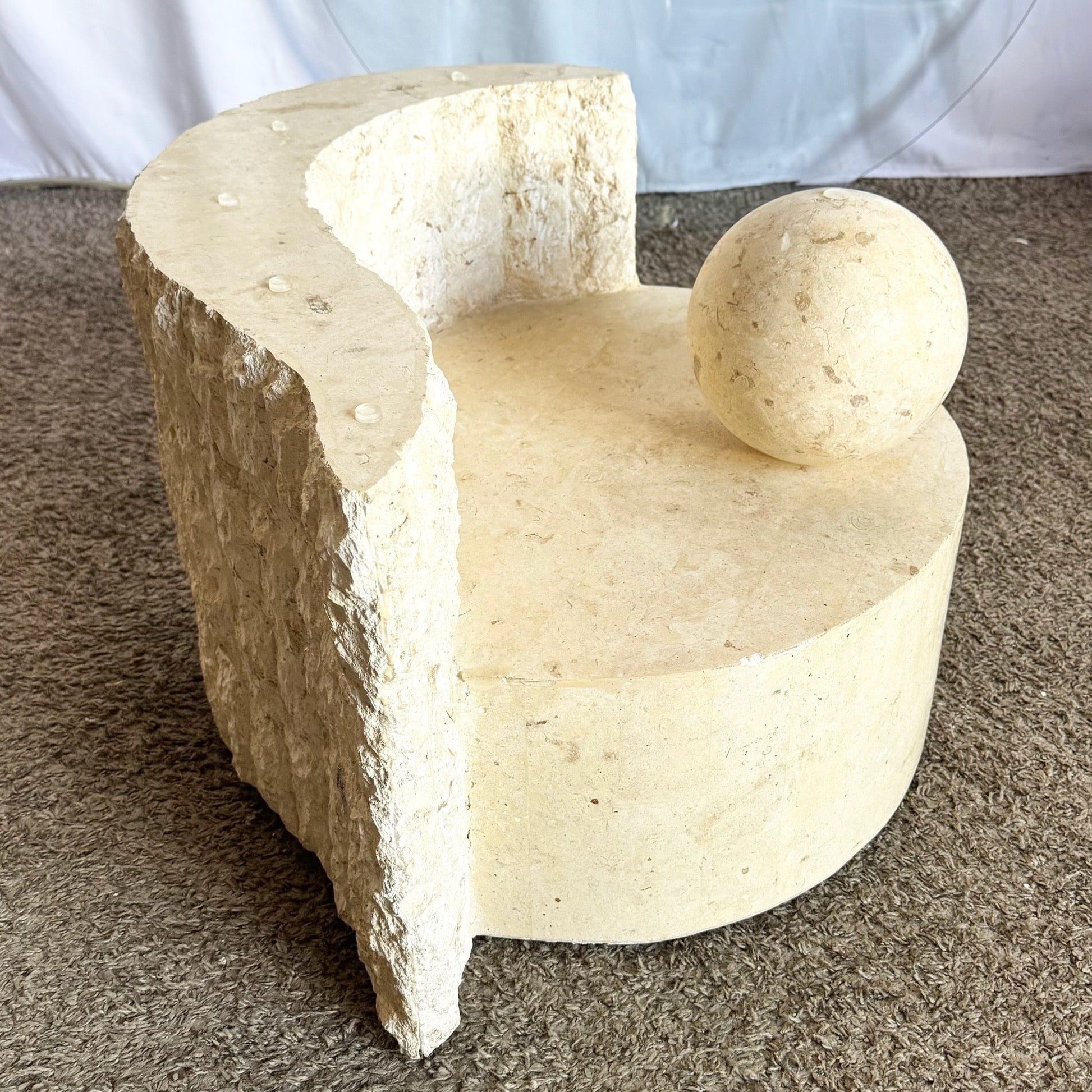 Postmodern Sculpted Tessellated Stone Coffee Table - Dolphin & Flamingo
