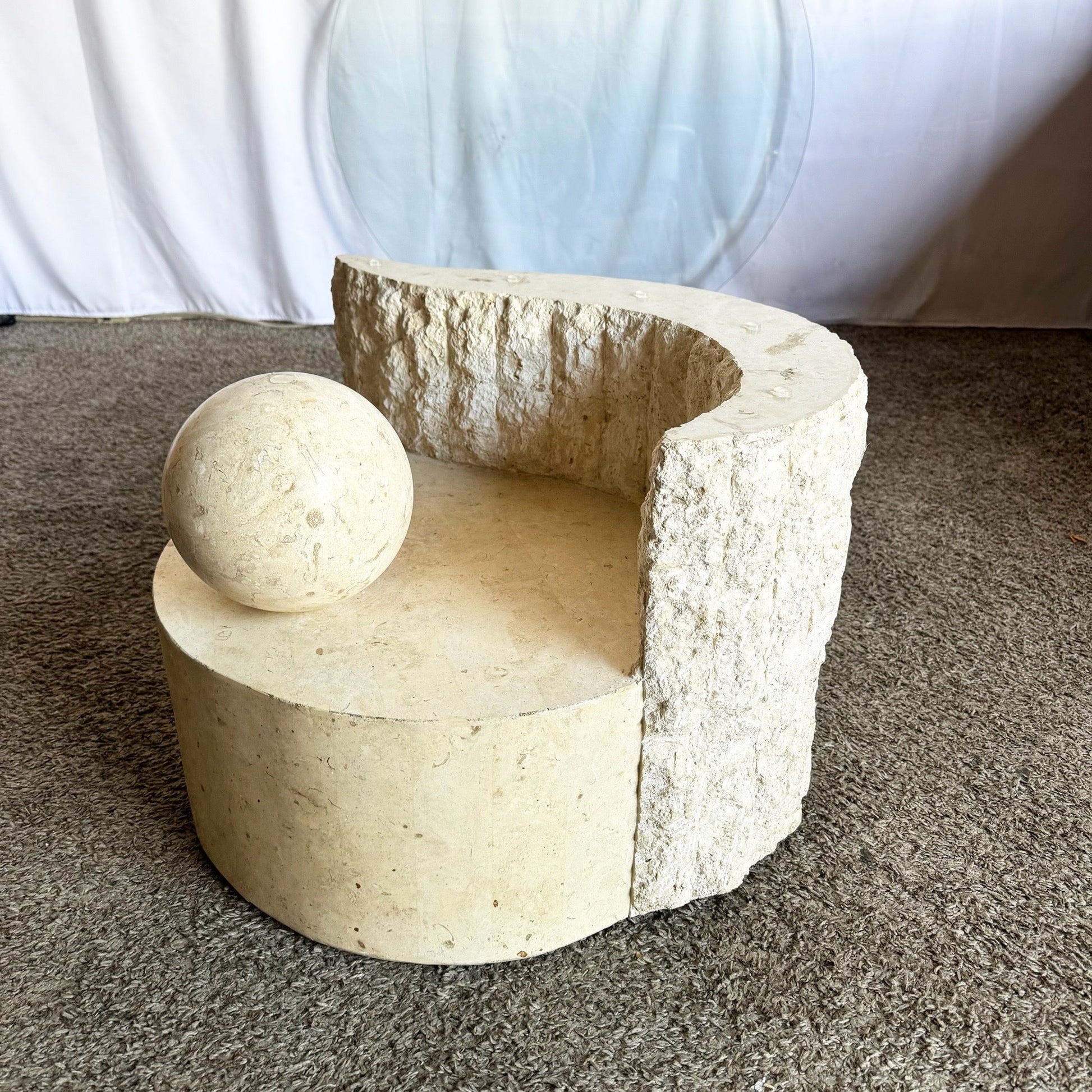 Postmodern Sculpted Tessellated Stone Coffee Table - Dolphin & Flamingo