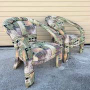 Postmodern Sculptural Abstract Fabric Lounge Chairs by Carson’s - A Pair - Dolphin & Flamingo