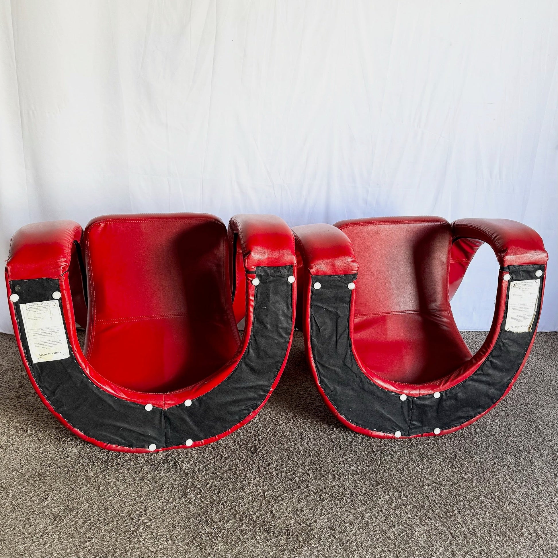Postmodern Sculptural Red Tongue Lounge Chairs - A Pair - Dolphin & Flamingo