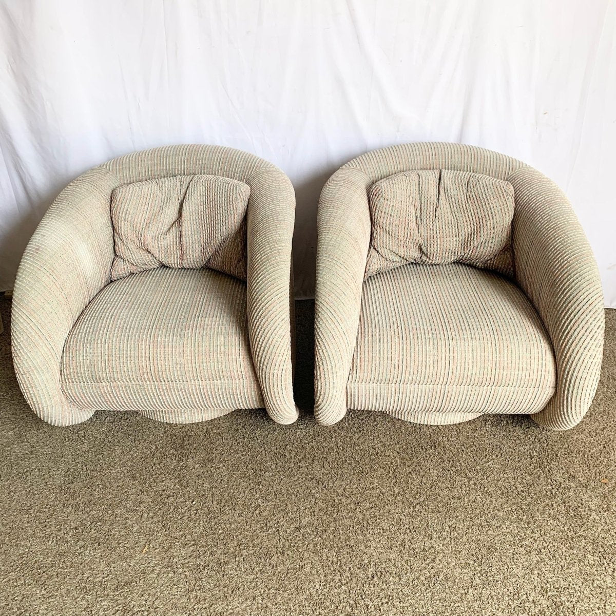 Postmodern Sculptural Swivel Lounge Chairs - A Pair - Dolphin & Flamingo