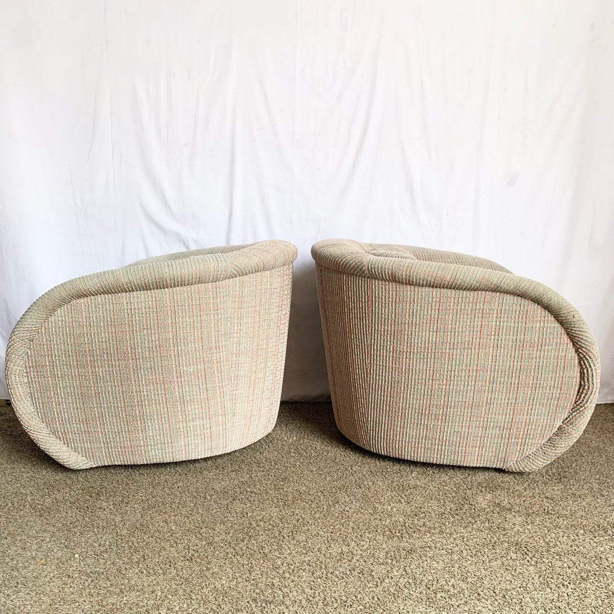 Postmodern Sculptural Swivel Lounge Chairs - A Pair - Dolphin & Flamingo