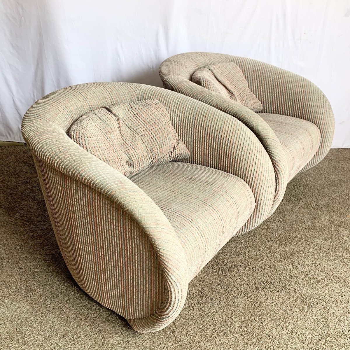 Postmodern Sculptural Swivel Lounge Chairs - A Pair - Dolphin & Flamingo