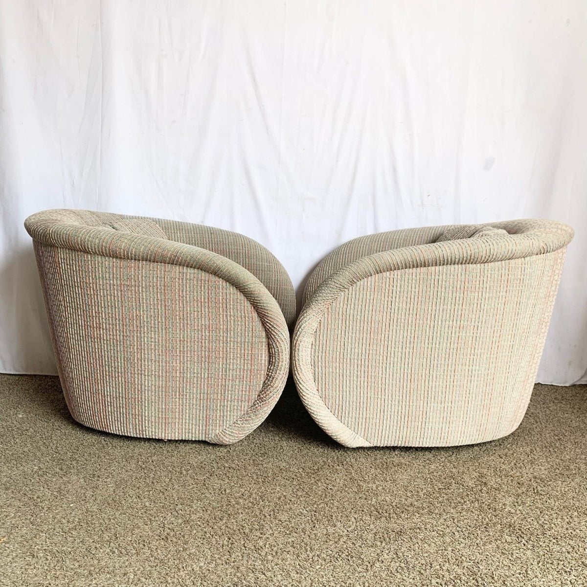 Postmodern Sculptural Swivel Lounge Chairs - A Pair - Dolphin & Flamingo