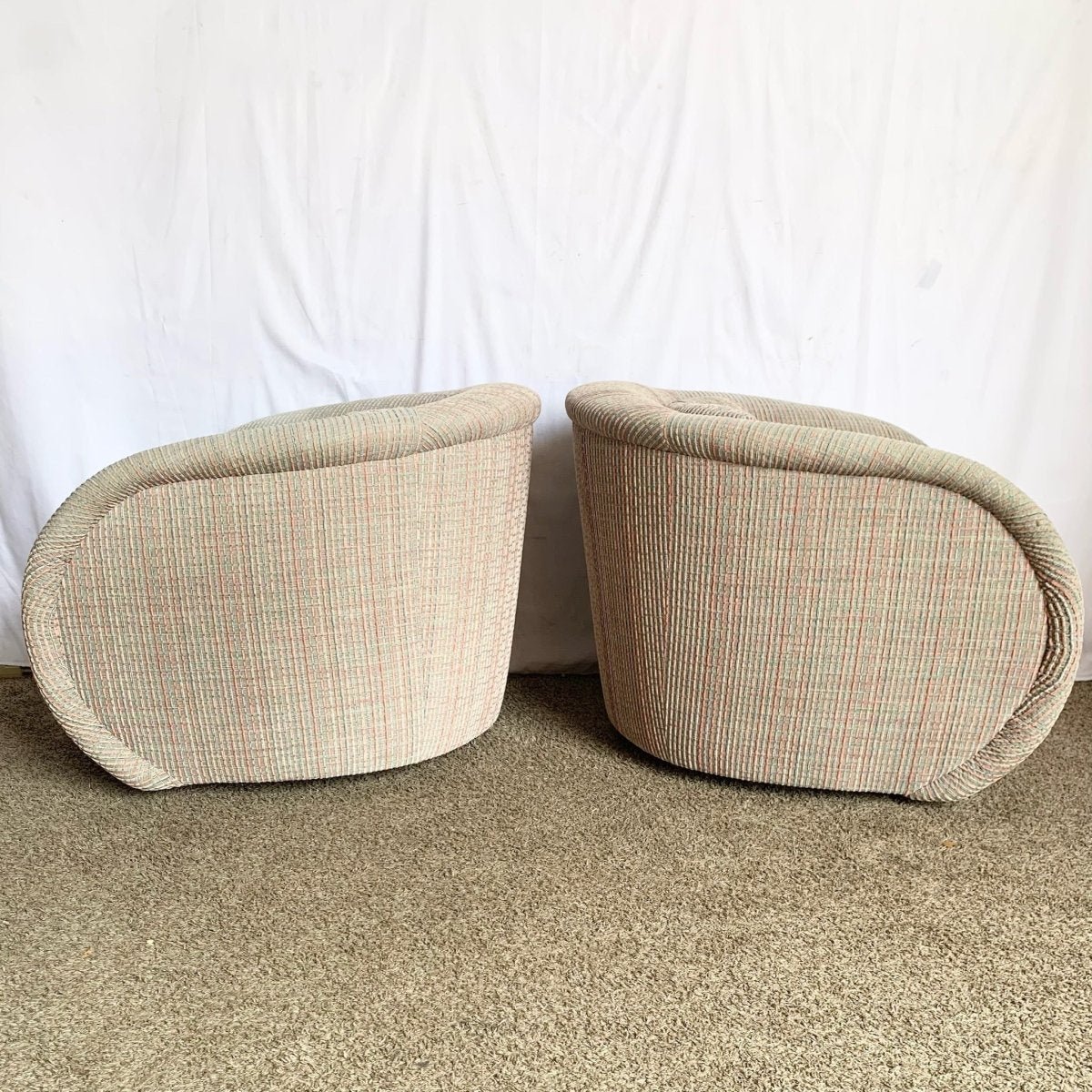 Postmodern Sculptural Swivel Lounge Chairs - A Pair - Dolphin & Flamingo