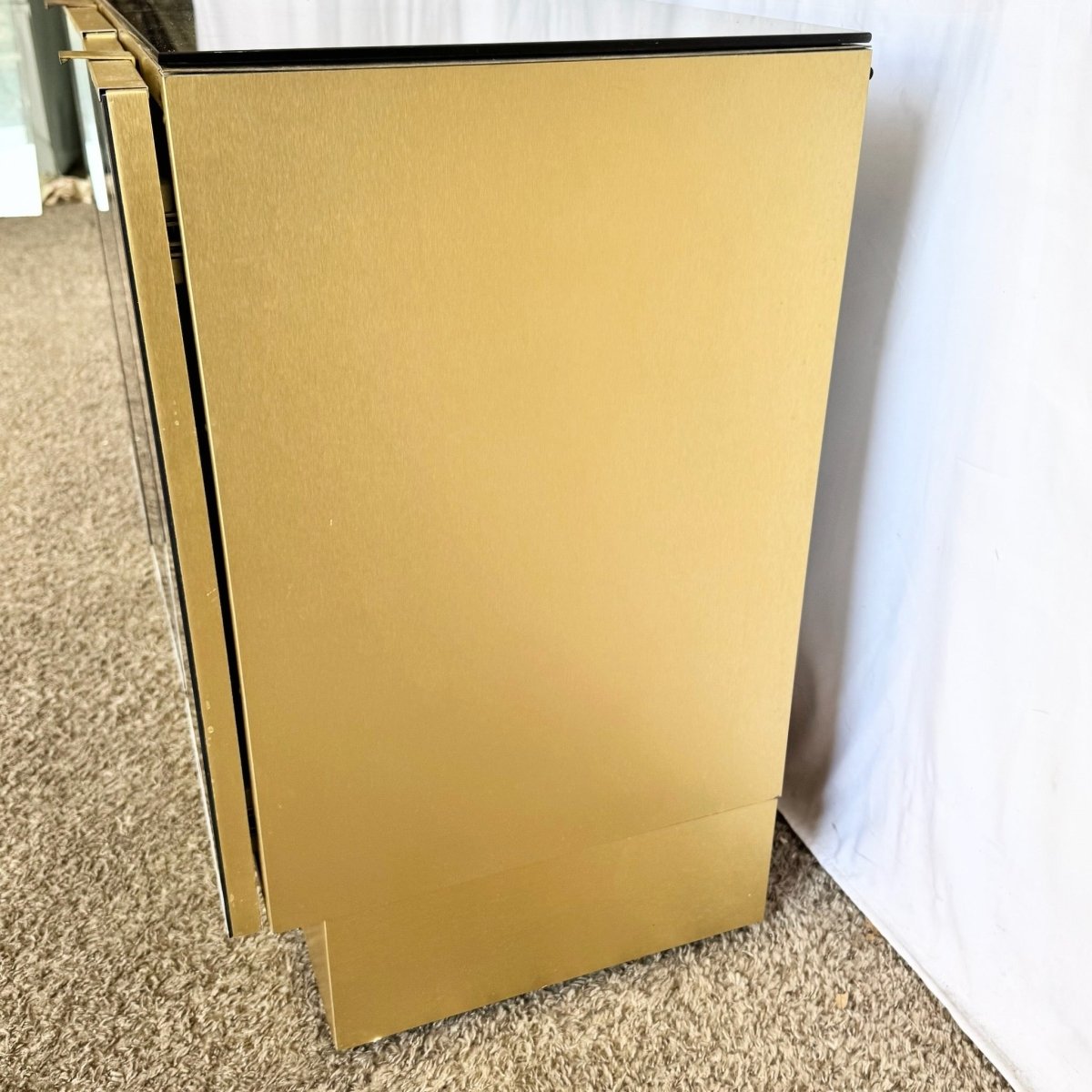 Postmodern Smoked Mirror and Gold Credenza - Dolphin & Flamingo