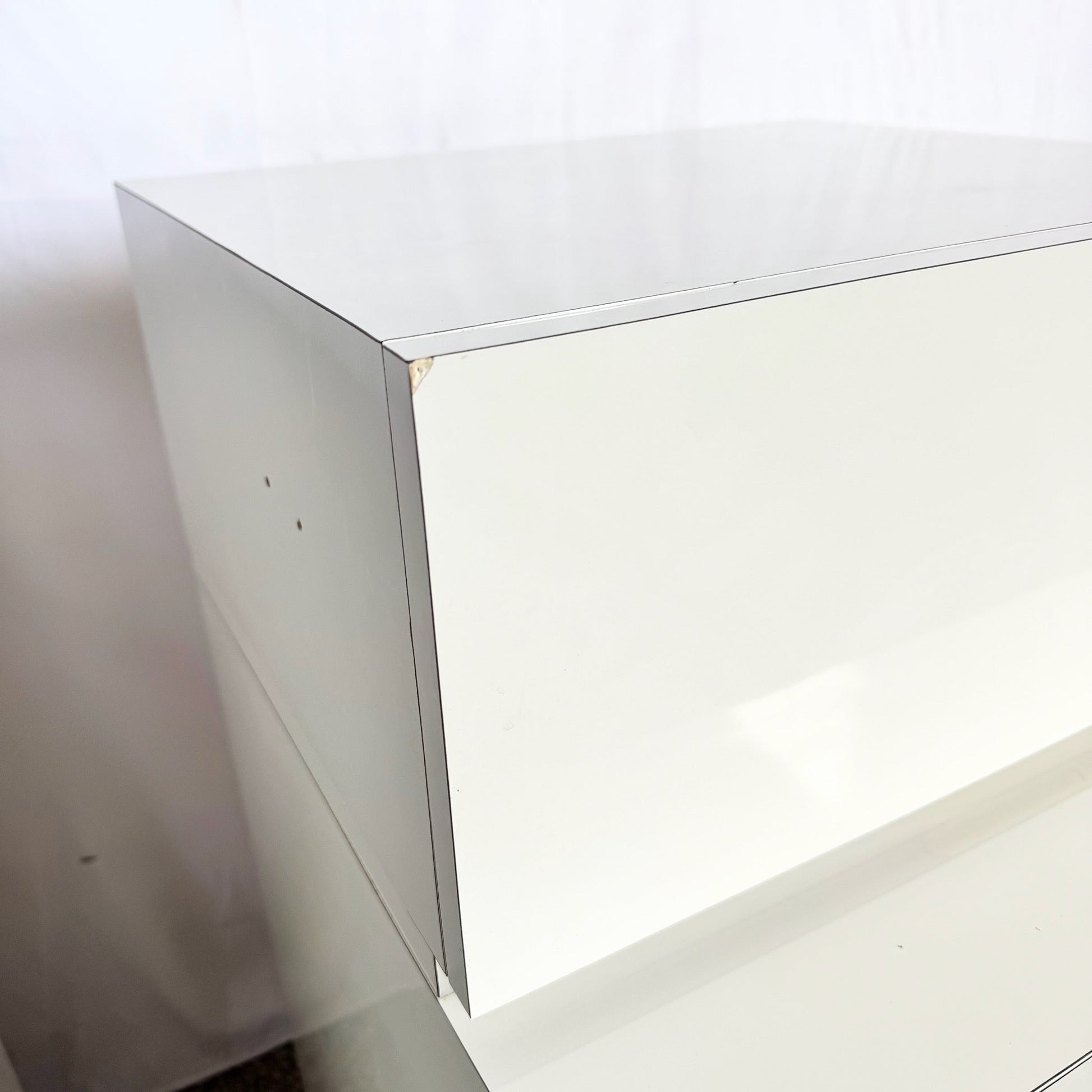 Postmodern Space Age Waterfall Gray and Chrome Nightstands - A Pair - Dolphin & Flamingo