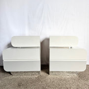 Postmodern Space Age Waterfall Gray and Chrome Nightstands - A Pair - Dolphin & Flamingo