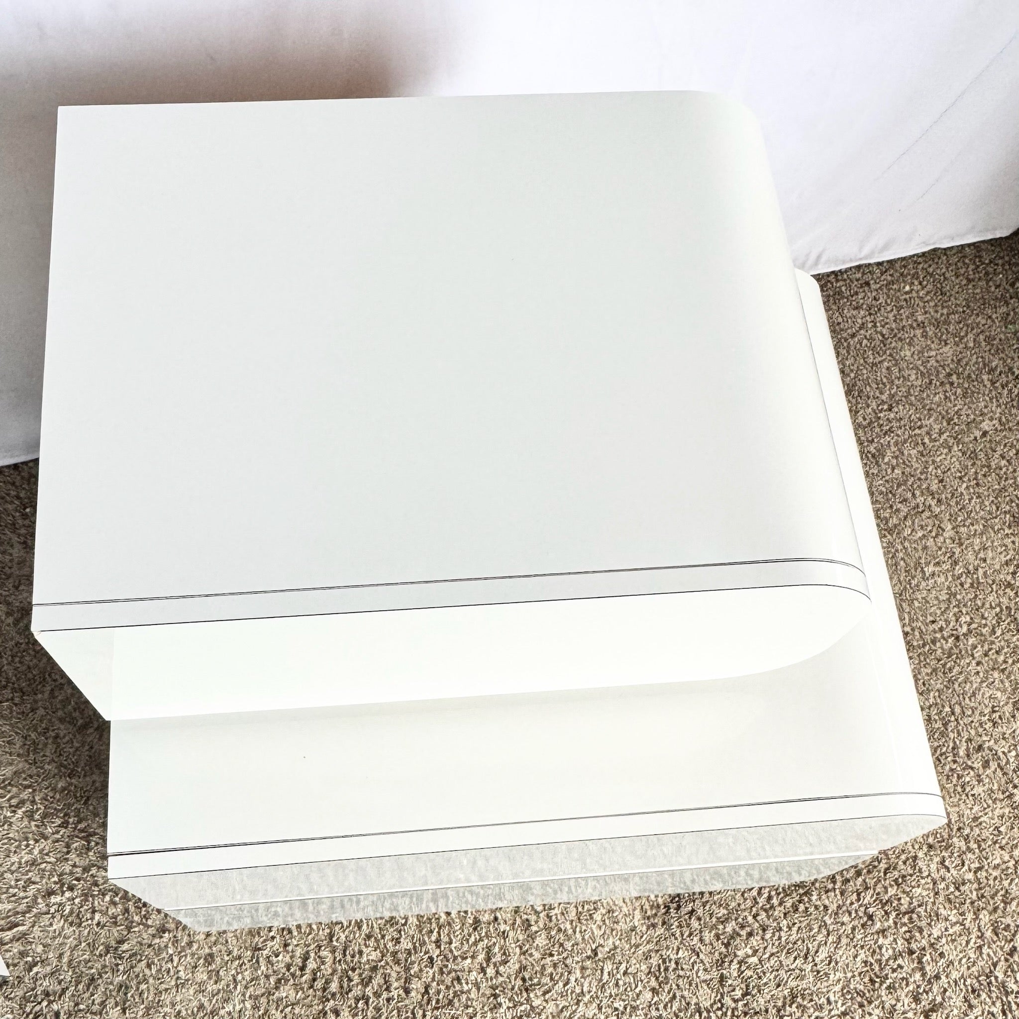 Postmodern Space Age Waterfall Gray and Chrome Nightstands - A Pair - Dolphin & Flamingo