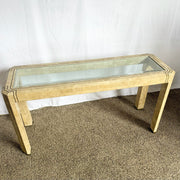 Postmodern Tessellated Stone Console Table With Brass and Glass Inlay - Dolphin & Flamingo