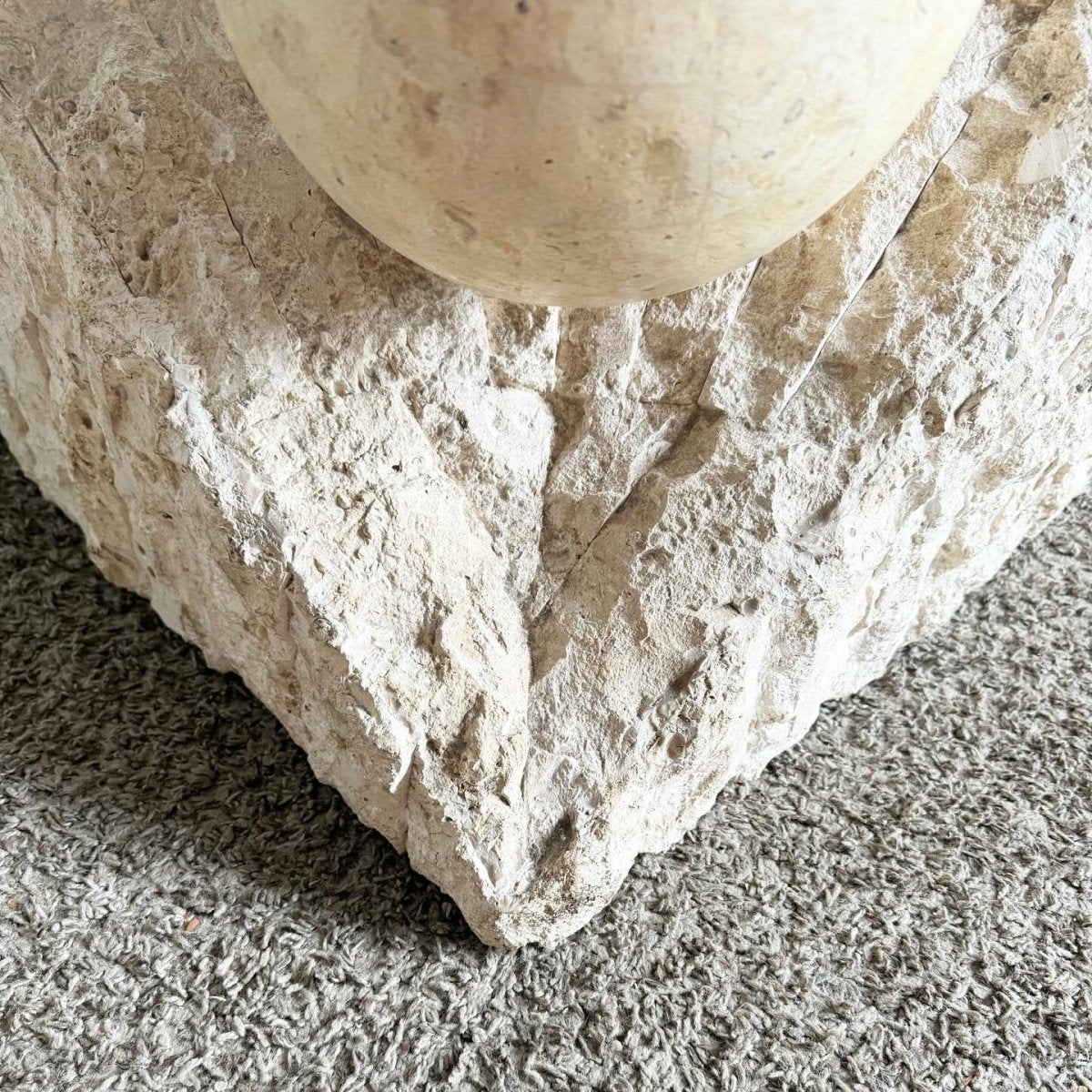 Postmodern Tessellated Stone Triangular Coffee Table - Dolphin & Flamingo