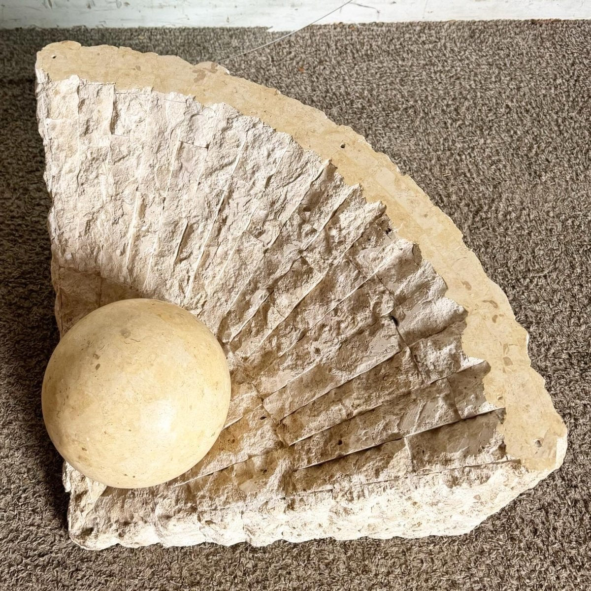 Postmodern Tessellated Stone Triangular Coffee Table - Dolphin & Flamingo