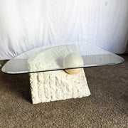 Postmodern Tessellated Stone Triangular Coffee Table - Dolphin & Flamingo