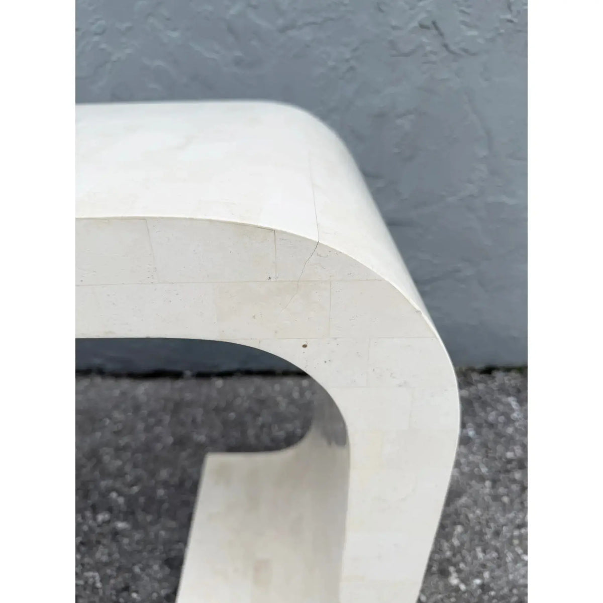 Postmodern Tessellated Stone Waterfall Console Table by Maitland Smith Dolphin & Flamingo