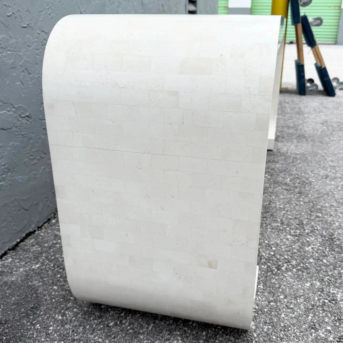 Postmodern Tessellated Stone Waterfall Console Table by Maitland Smith Dolphin & Flamingo
