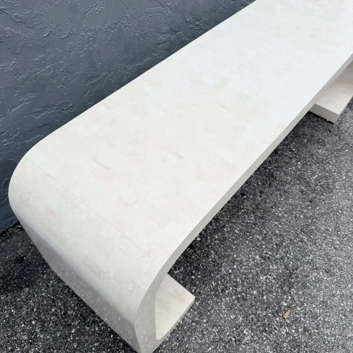 Postmodern Tessellated Stone Waterfall Console Table by Maitland Smith Dolphin & Flamingo