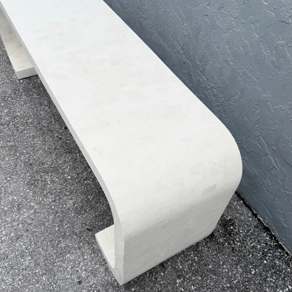 Postmodern Tessellated Stone Waterfall Console Table by Maitland Smith Dolphin & Flamingo