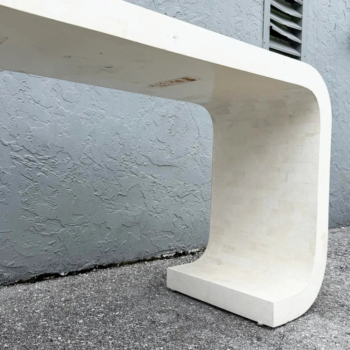 Postmodern Tessellated Stone Waterfall Console Table by Maitland Smith Dolphin & Flamingo