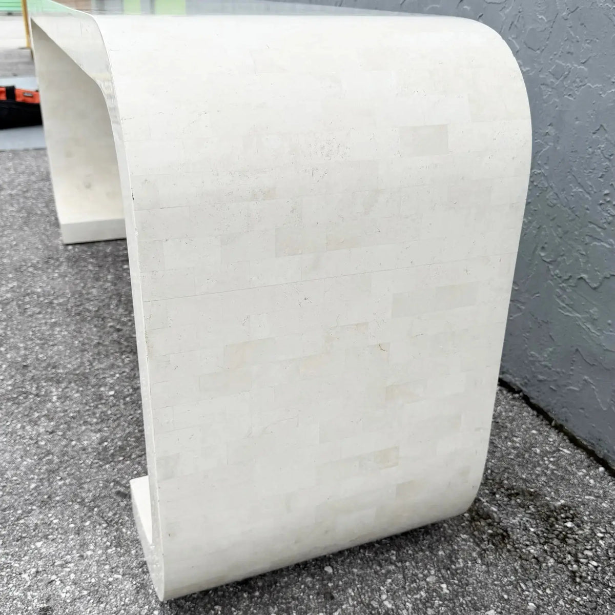 Postmodern Tessellated Stone Waterfall Console Table by Maitland Smith Dolphin & Flamingo