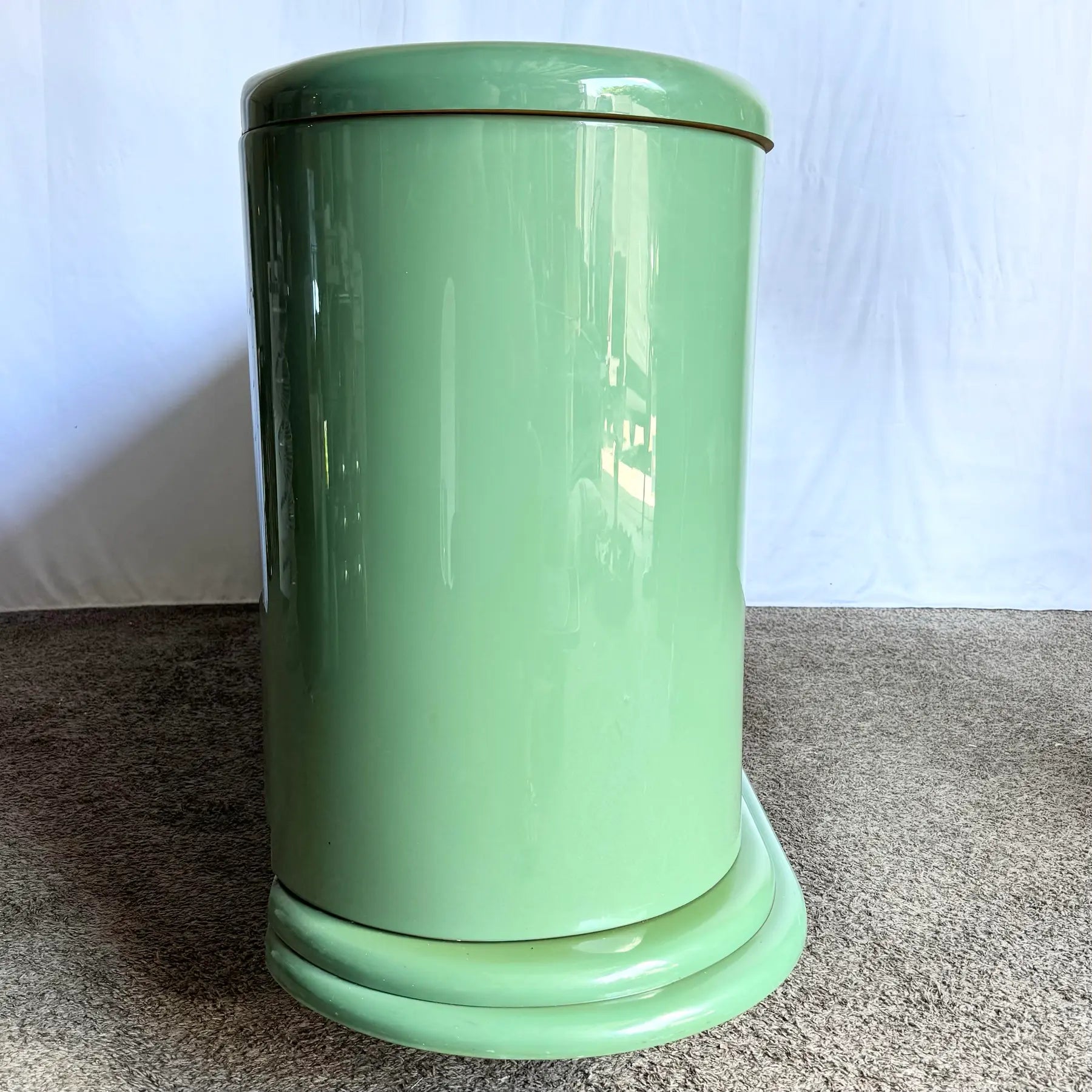 Postmodern Turquoise and Cream Credenza With Mirrored Doors - Dolphin & Flamingo