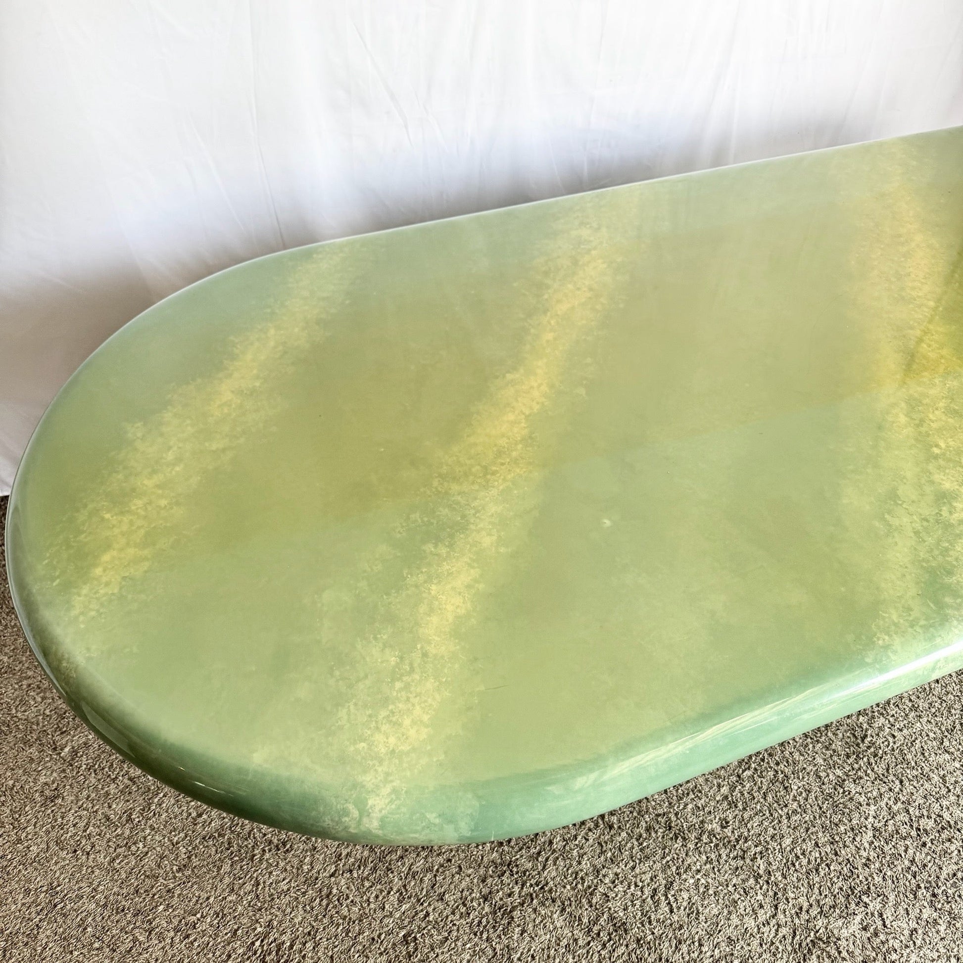Postmodern Turquoise and Cream Lacquered Dining Table - Dolphin & Flamingo