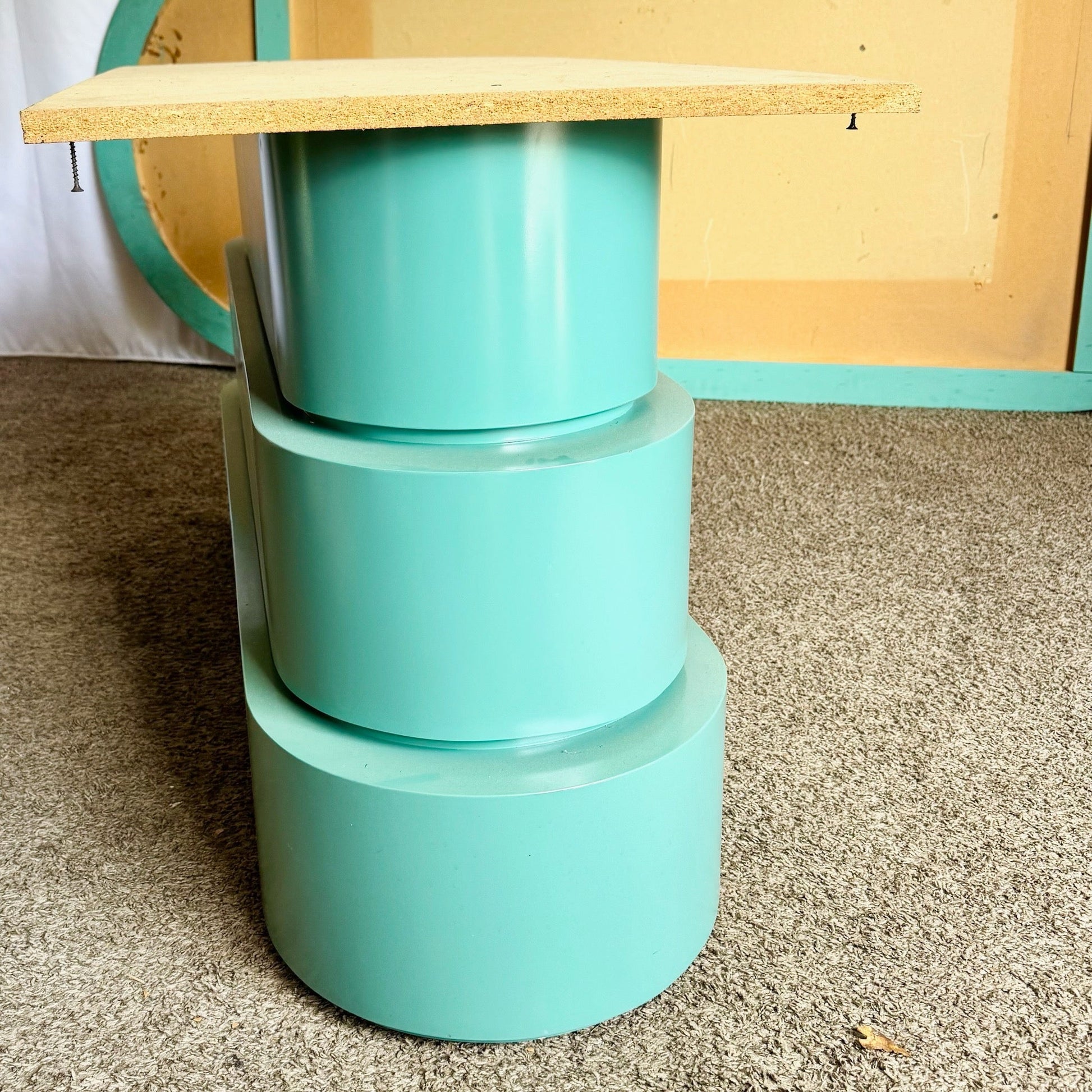Postmodern Turquoise and Cream Lacquered Dining Table - Dolphin & Flamingo