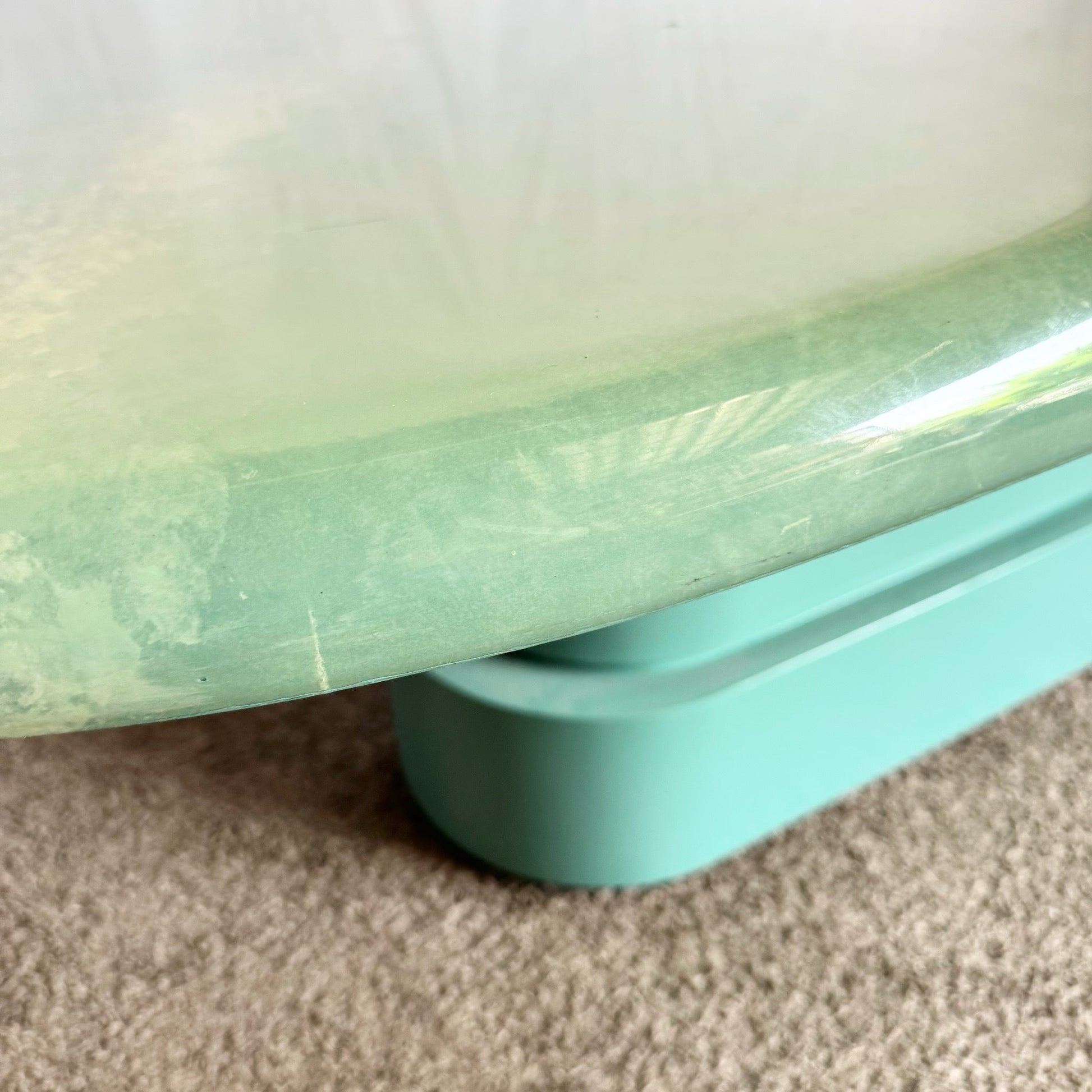 Postmodern Turquoise and Cream Lacquered Dining Table - Dolphin & Flamingo