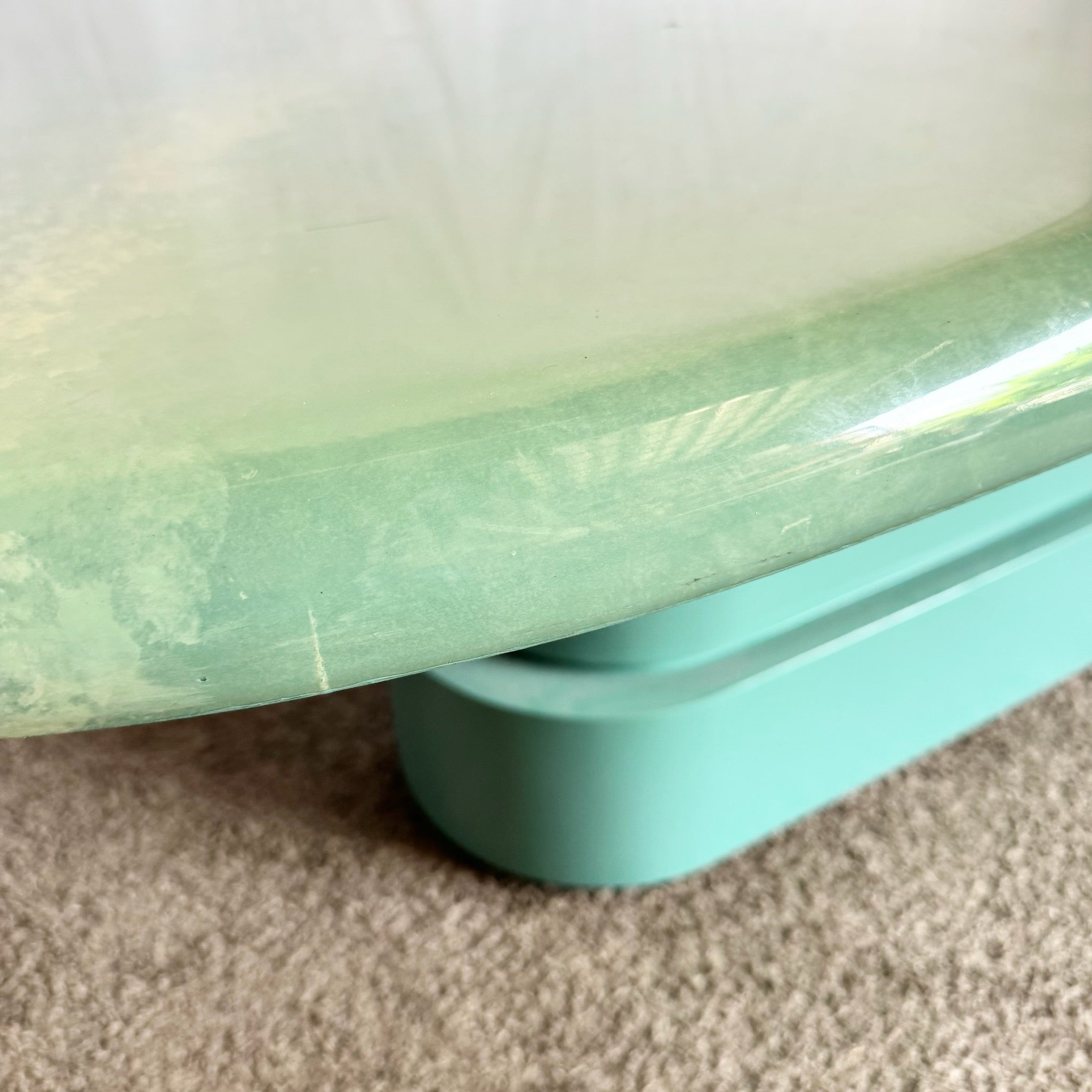 Postmodern Turquoise and Cream Lacquered Dining Table - Dolphin & Flamingo
