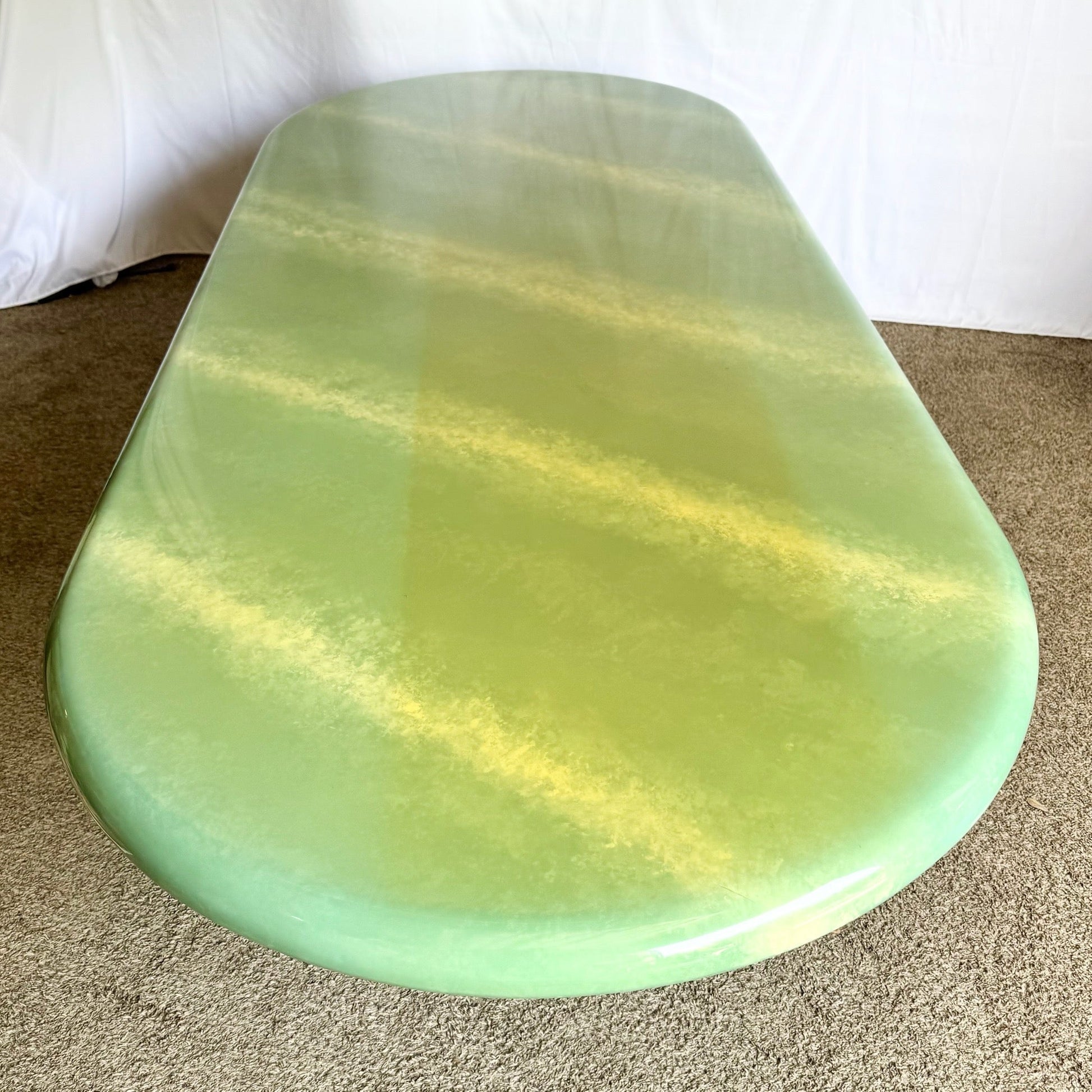 Postmodern Turquoise and Cream Lacquered Dining Table - Dolphin & Flamingo