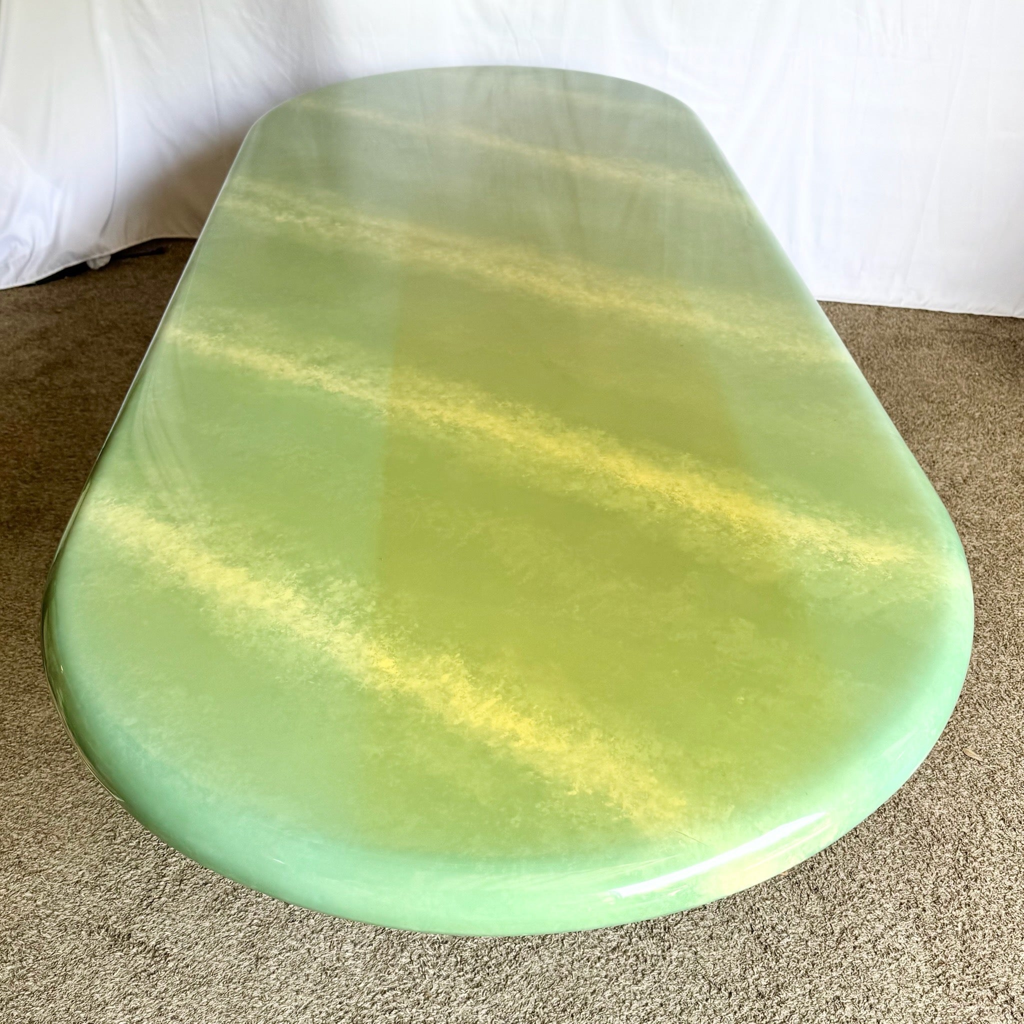 Postmodern Turquoise and Cream Lacquered Dining Table - Dolphin & Flamingo