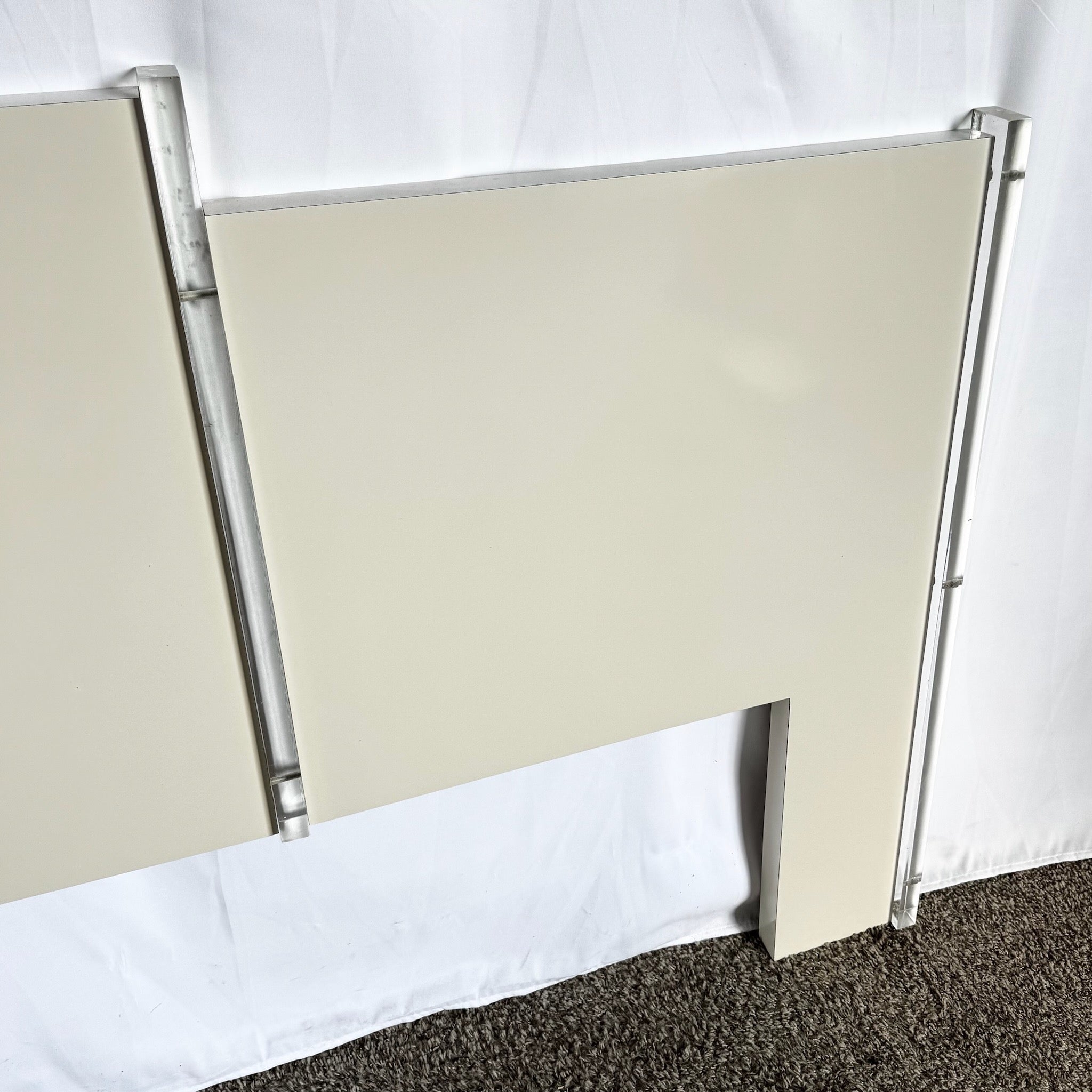 Postmodern White Laminate and Lucite King Size Headboard - Dolphin & Flamingo