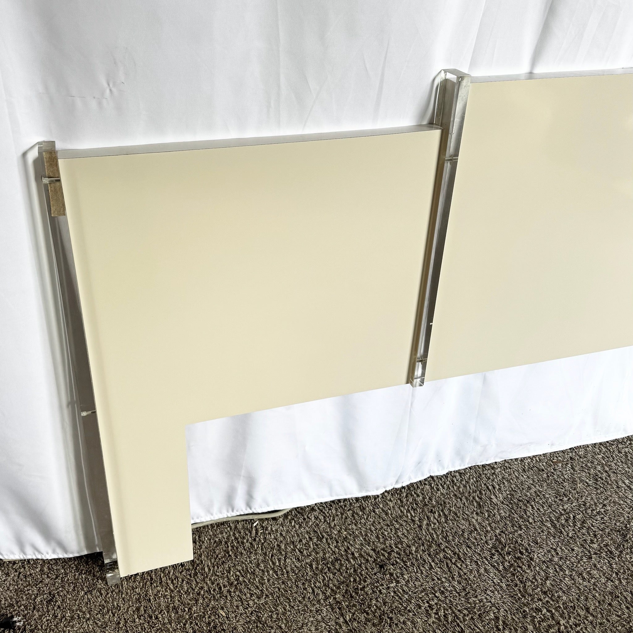 Postmodern White Laminate and Lucite King Size Headboard - Dolphin & Flamingo