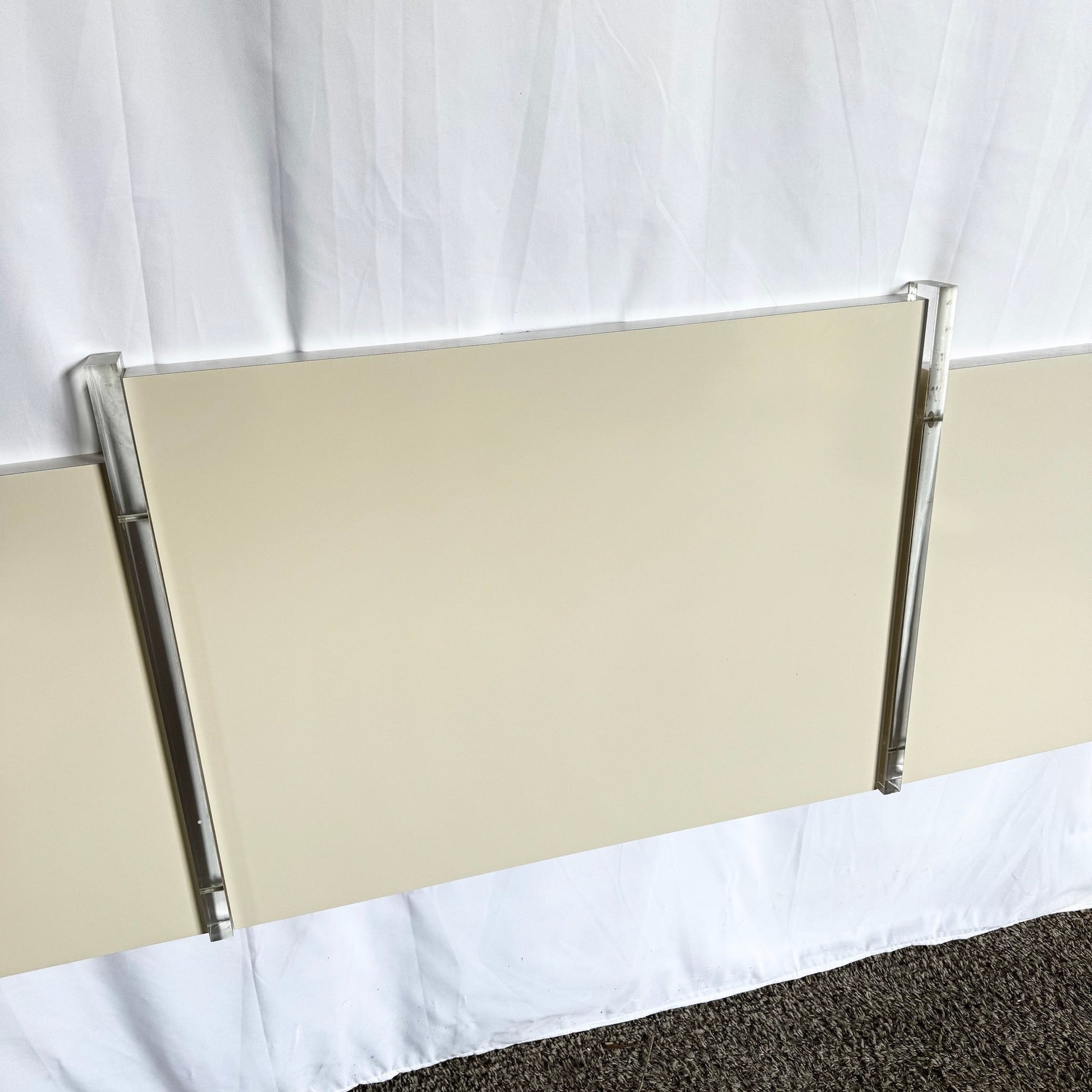 Postmodern White Laminate and Lucite King Size Headboard - Dolphin & Flamingo