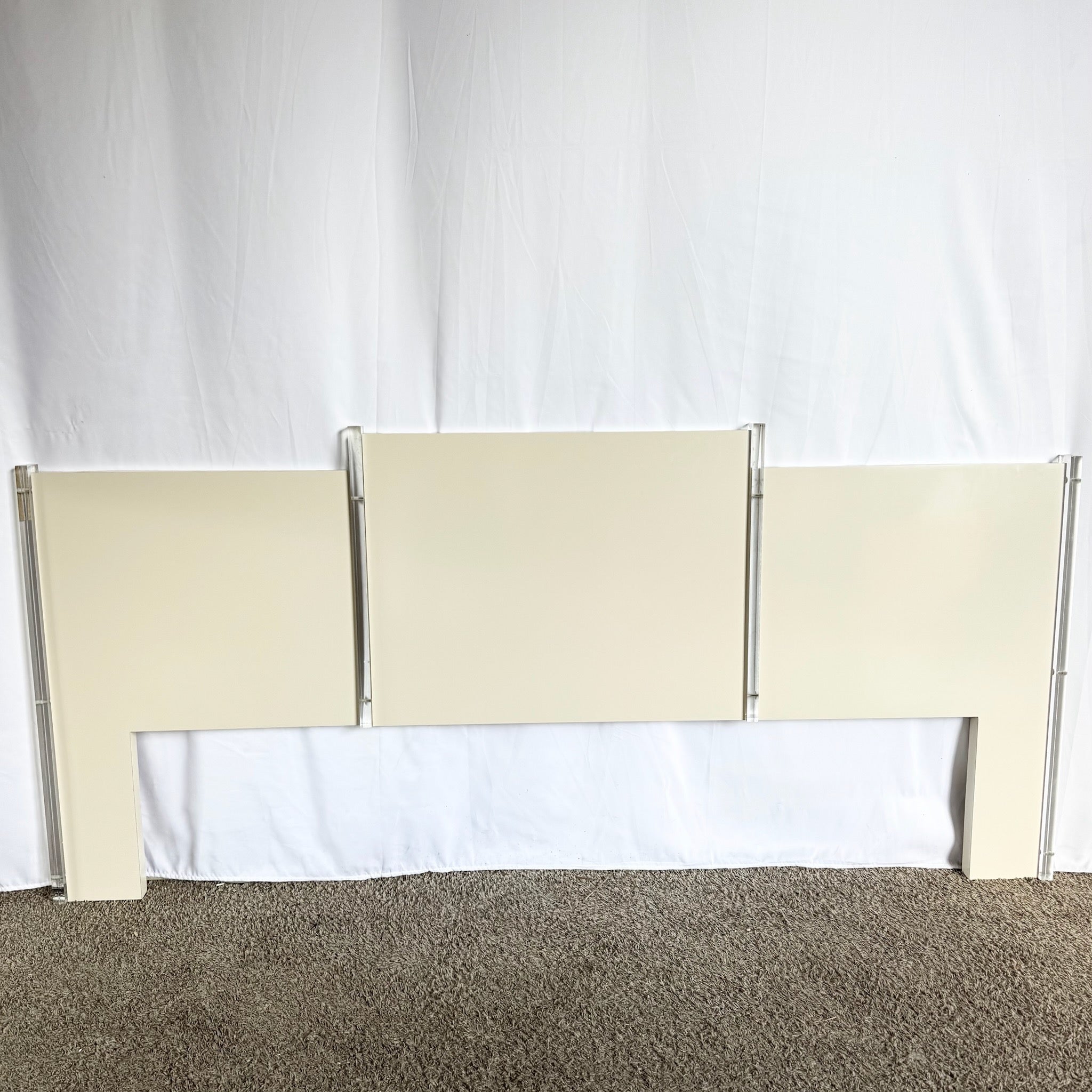Postmodern White Laminate and Lucite King Size Headboard - Dolphin & Flamingo