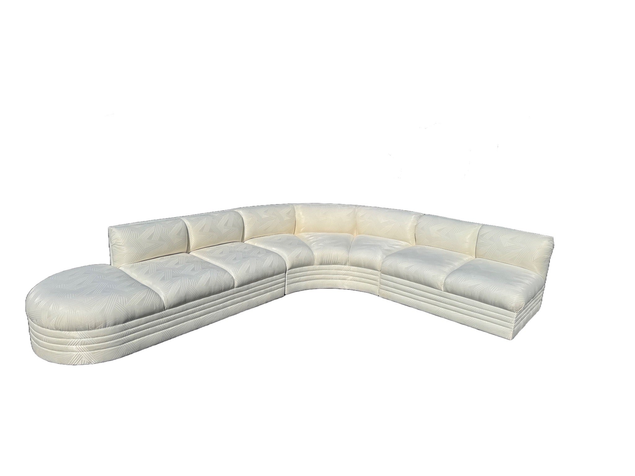 Postmodern White Sculpted Sectional Sofa - 3 Pieces - Dolphin & Flamingo