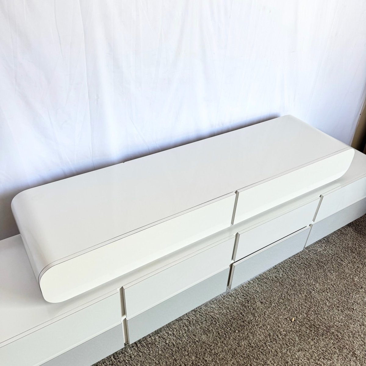 Space Age Gray and Chrome Laminate Double Waterfall Dresser - Dolphin & Flamingo