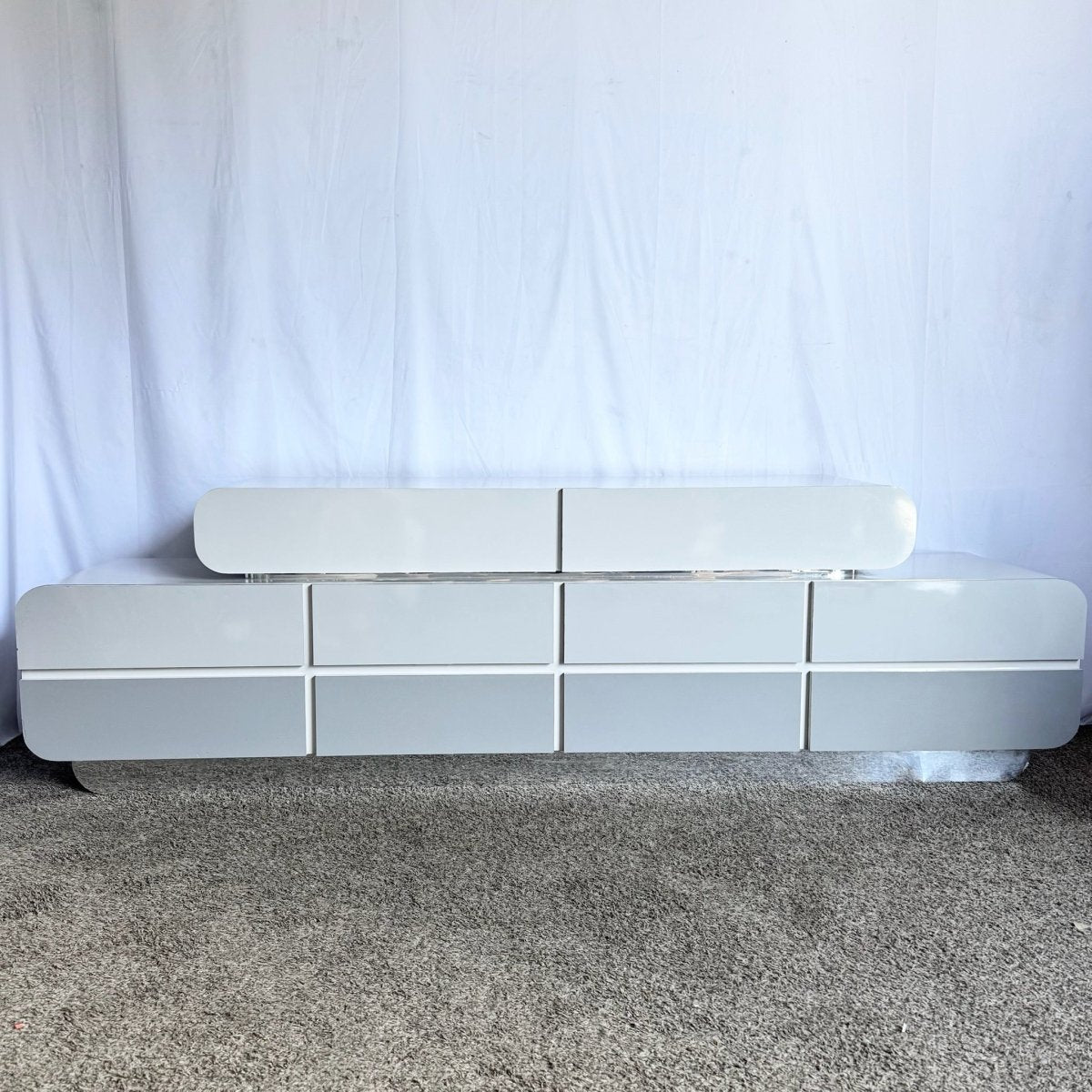 Space Age Gray and Chrome Laminate Double Waterfall Dresser - Dolphin & Flamingo