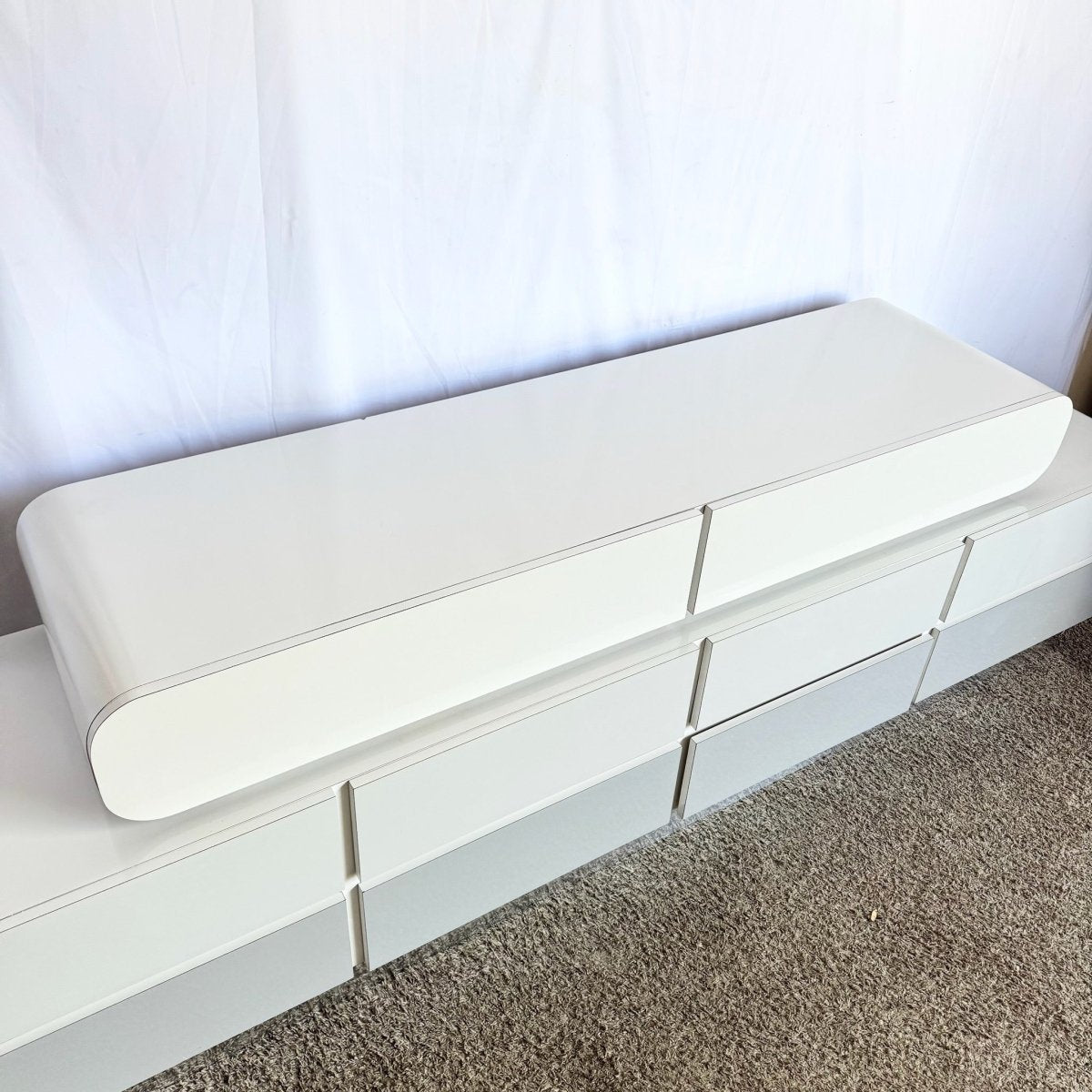 Space Age Gray and Chrome Laminate Double Waterfall Dresser - Dolphin & Flamingo
