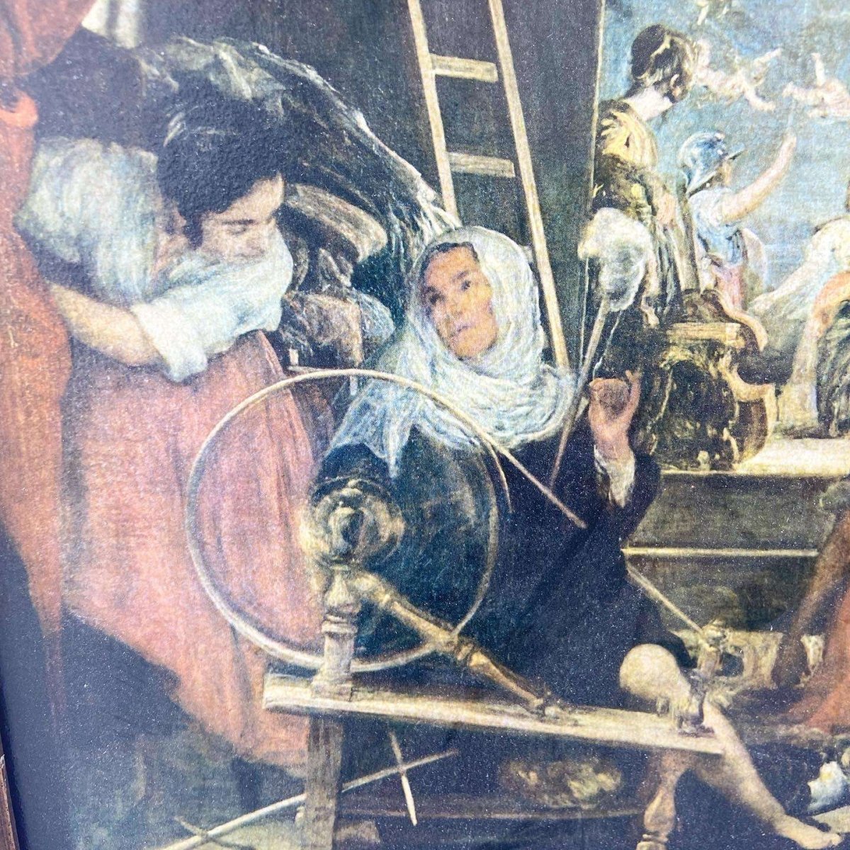 Spinners Las Hilanderas Framed Canvas Print by Diego Velázquez - Dolphin & Flamingo