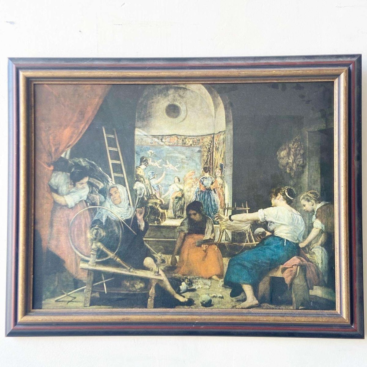 Spinners Las Hilanderas Framed Canvas Print by Diego Velázquez - Dolphin & Flamingo