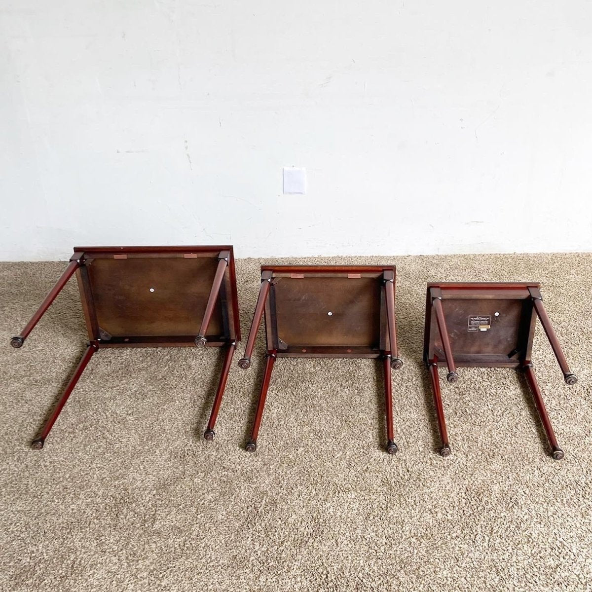 Traditional Mahogany Nesting Tables From Bombay Company - Set of 3 - Dolphin & Flamingo