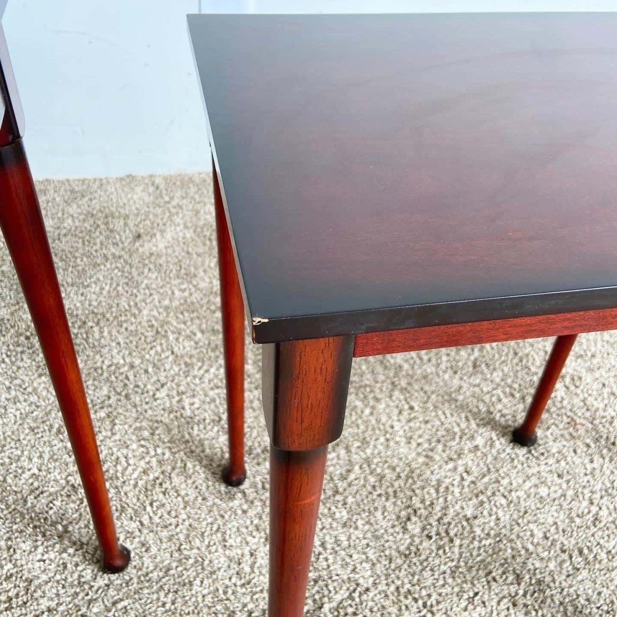 Traditional Mahogany Nesting Tables From Bombay Company - Set of 3 - Dolphin & Flamingo