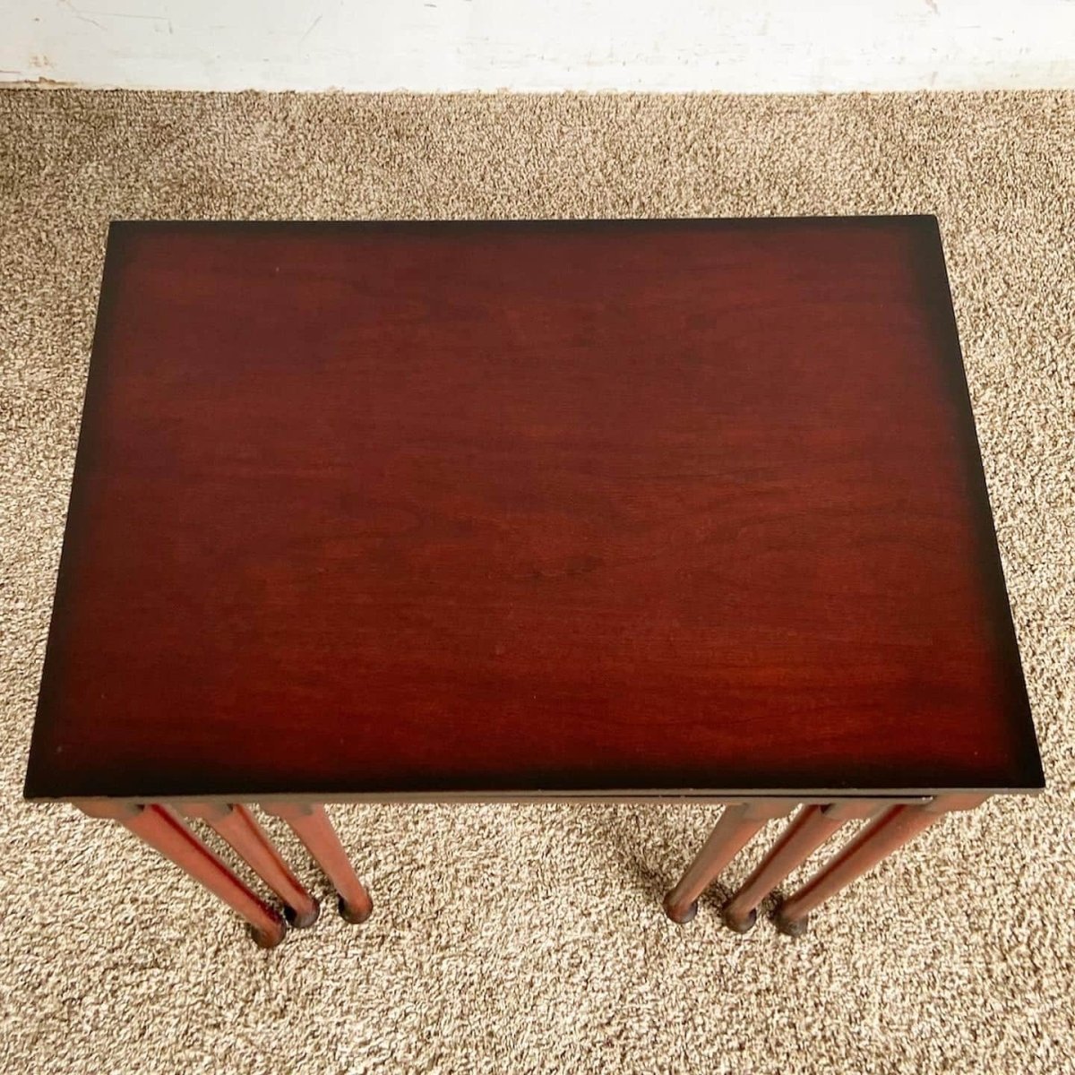 Traditional Mahogany Nesting Tables From Bombay Company - Set of 3 - Dolphin & Flamingo