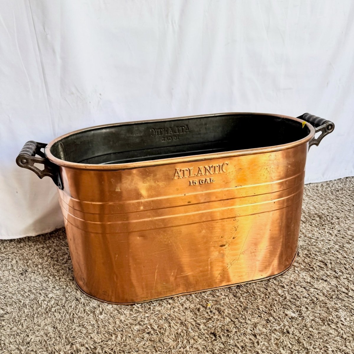Vintage “Atlantic” Copper Boiler Tub - Dolphin & Flamingo