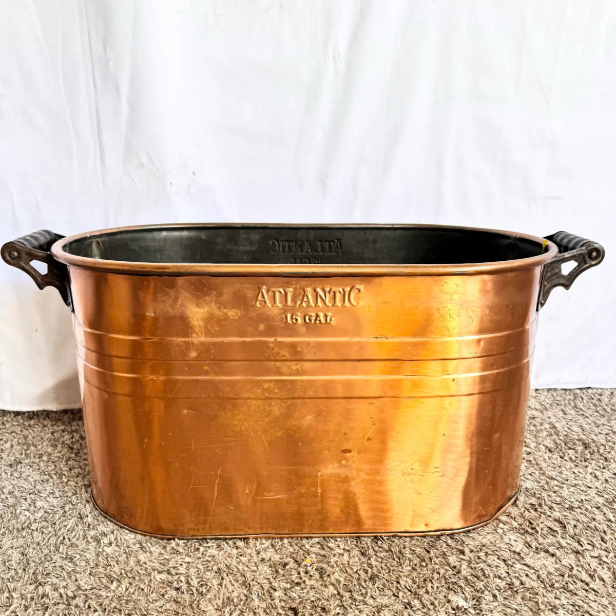 Vintage “Atlantic” Copper Boiler Tub - Dolphin & Flamingo