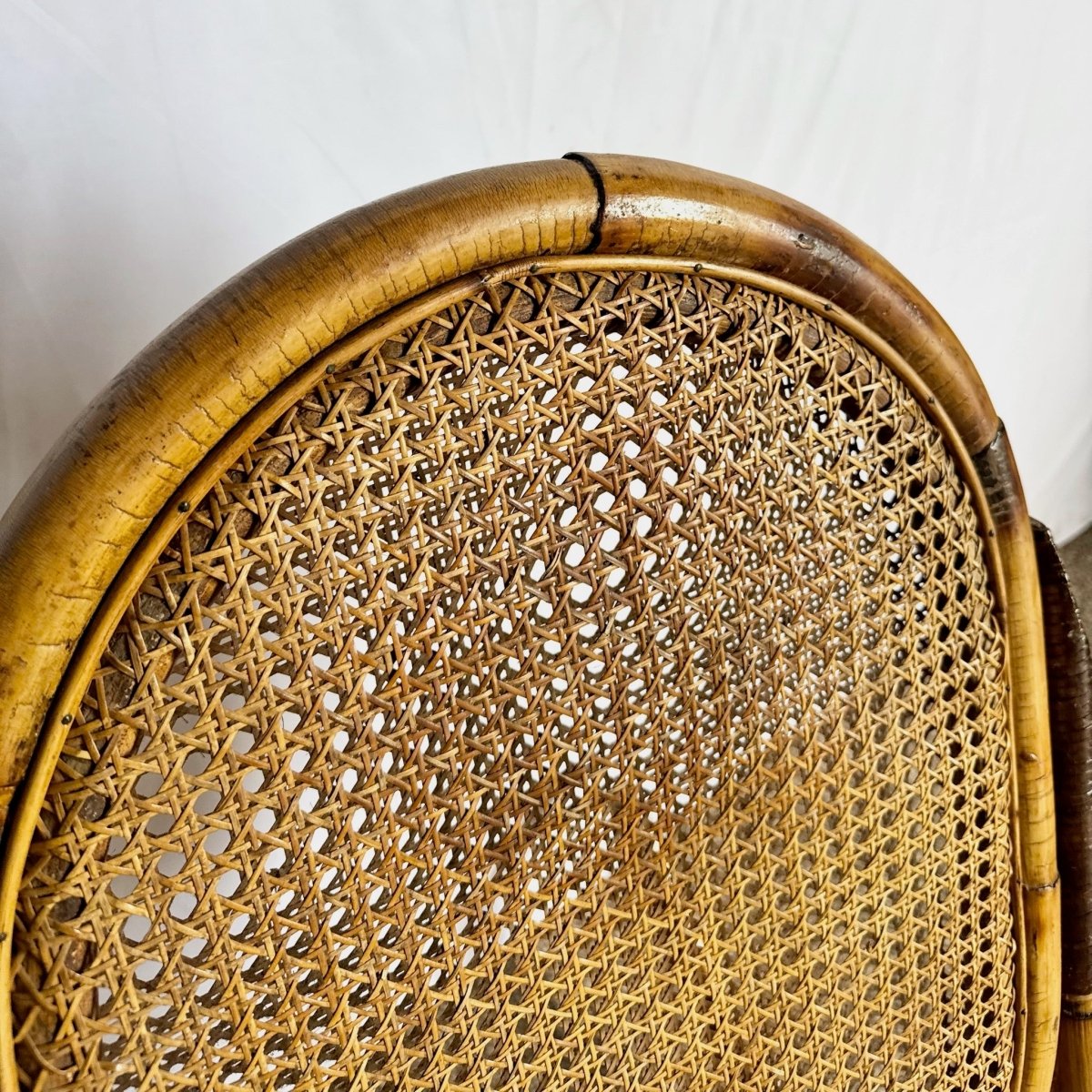 Vintage Boho Chic Bamboo and Cane Rocking Chair - Dolphin & Flamingo