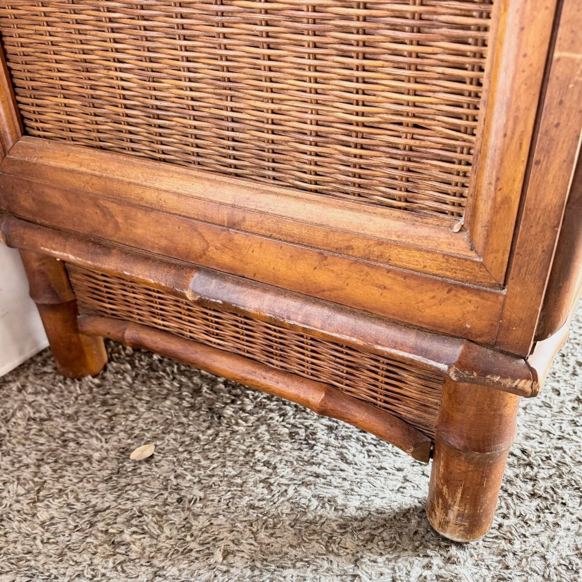 Vintage Boho Chic Faux Bamboo Wicker Dresser by American of Martinsville - Dolphin & Flamingo