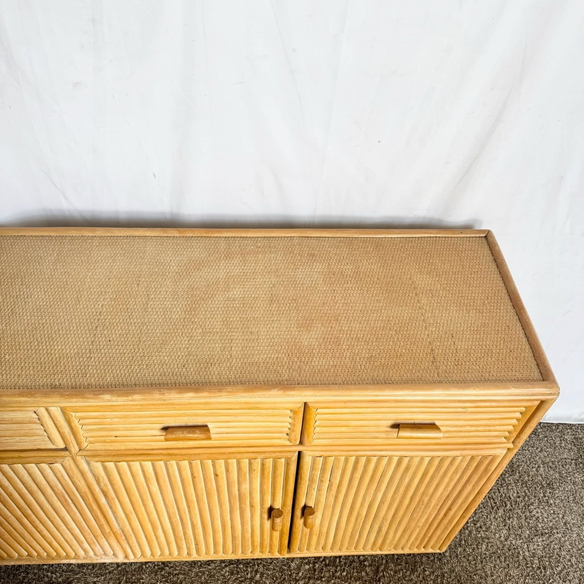 Vintage Boho Chic Rattan Credenza - Dolphin & Flamingo