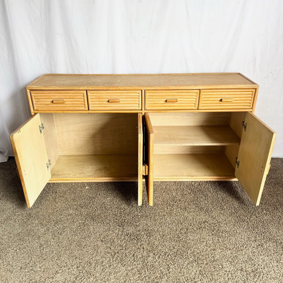 Vintage Boho Chic Rattan Credenza - Dolphin & Flamingo