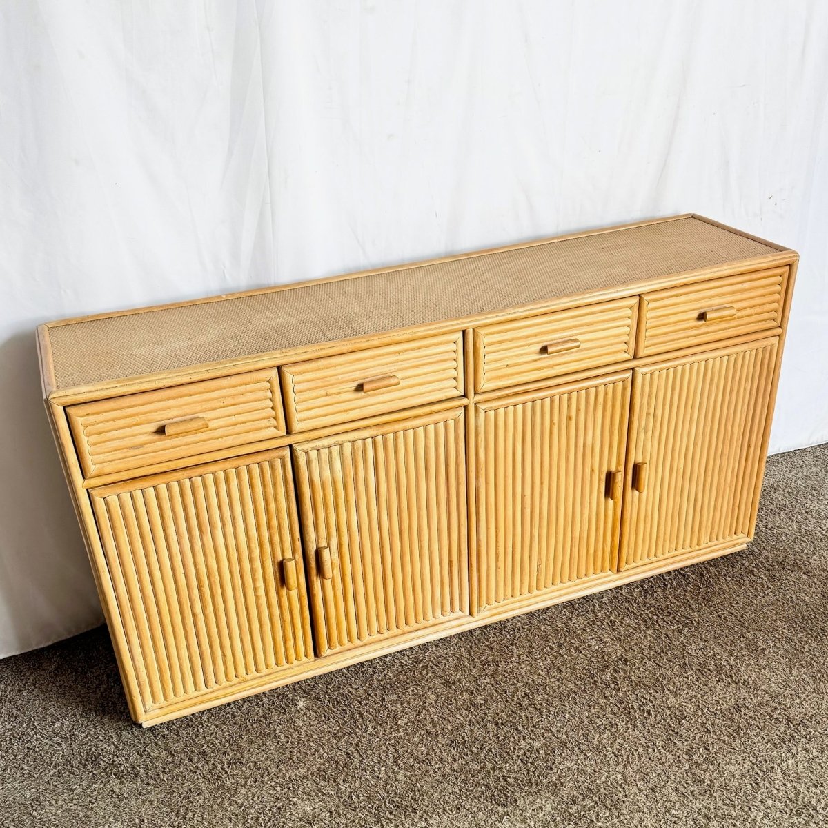 Vintage Boho Chic Rattan Credenza - Dolphin & Flamingo